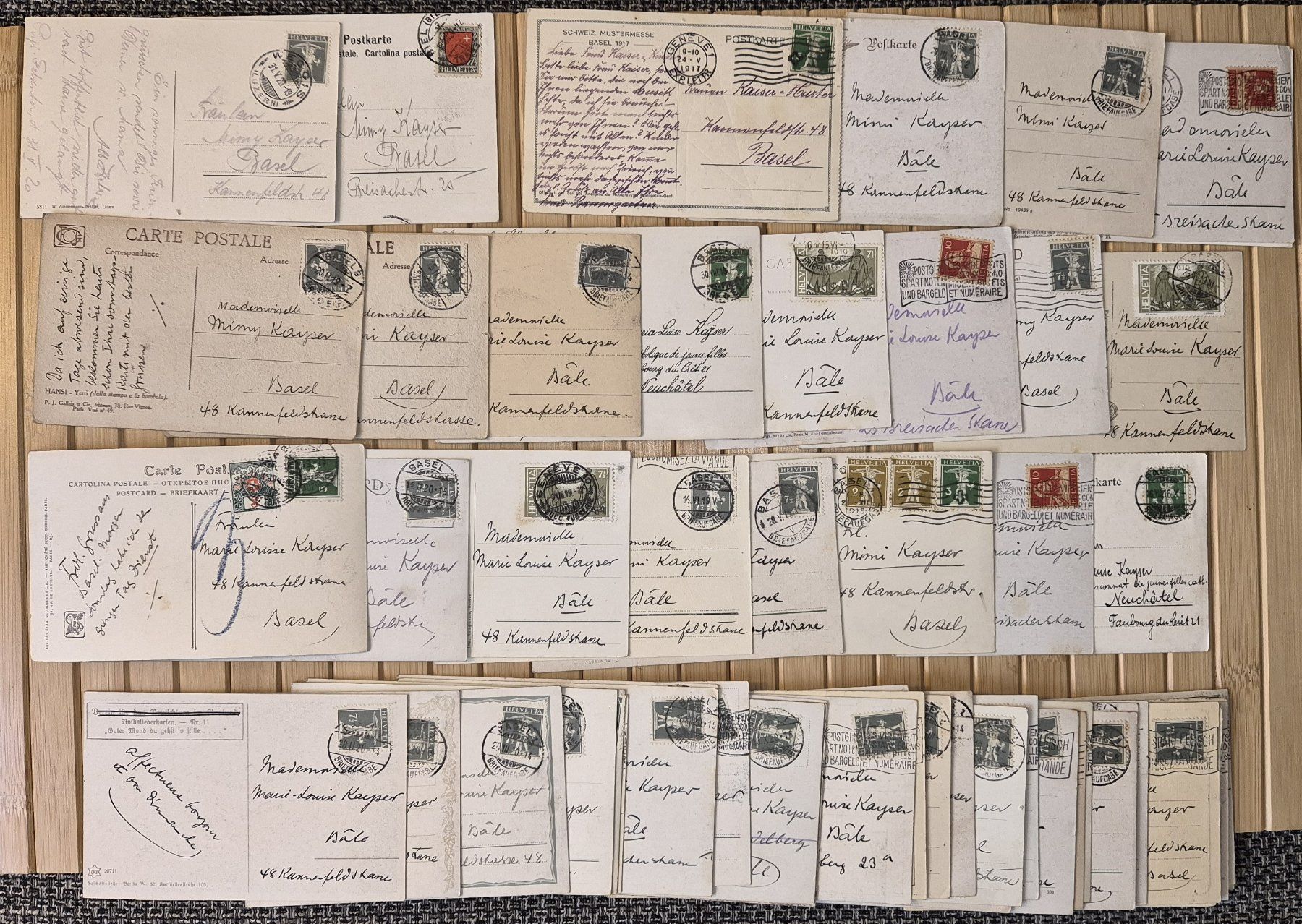 Cartoline postali: 58 antike Postkarten 1917 - 1922 mit Schweizer Marken – Usato da Basel venduto da Kurioses 3