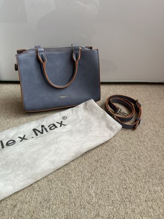 abbacino Handtasche blau und braun mit Umhängegürtel Leder