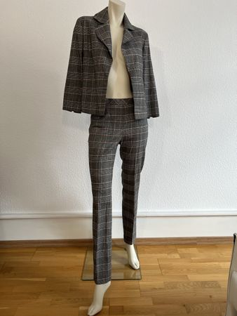 ✨ Eleganter Akris Damen-Anzug Gr 34 Grau kariert, Wolle ✨