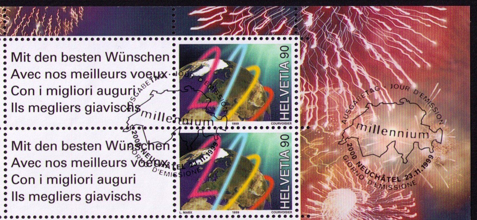 Tous les timbres: 1999_985/OS80A_MILLENIUM_Zwischensteg-BOGEN_DIE POST_ET ! – D'occasion à Marthalen par Ch_quality 1