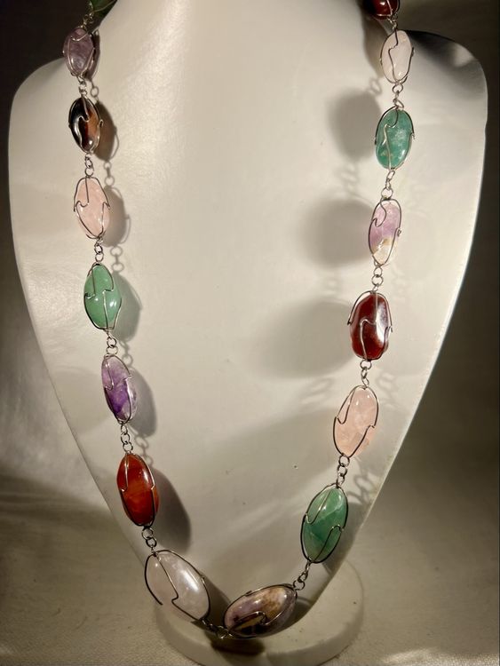 Gros Collier Vintage En Pierres Naturelles – Bijou Ancien Rétro