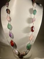 Collier en pierres naturelles vintage 70s fait main Brésil