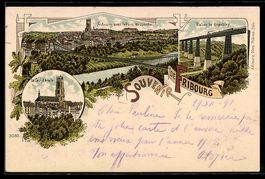 Litho Fribourg, Pont suspendu, viaduc de