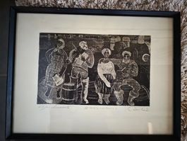 Bild Lithografie Holzschnitt signiert