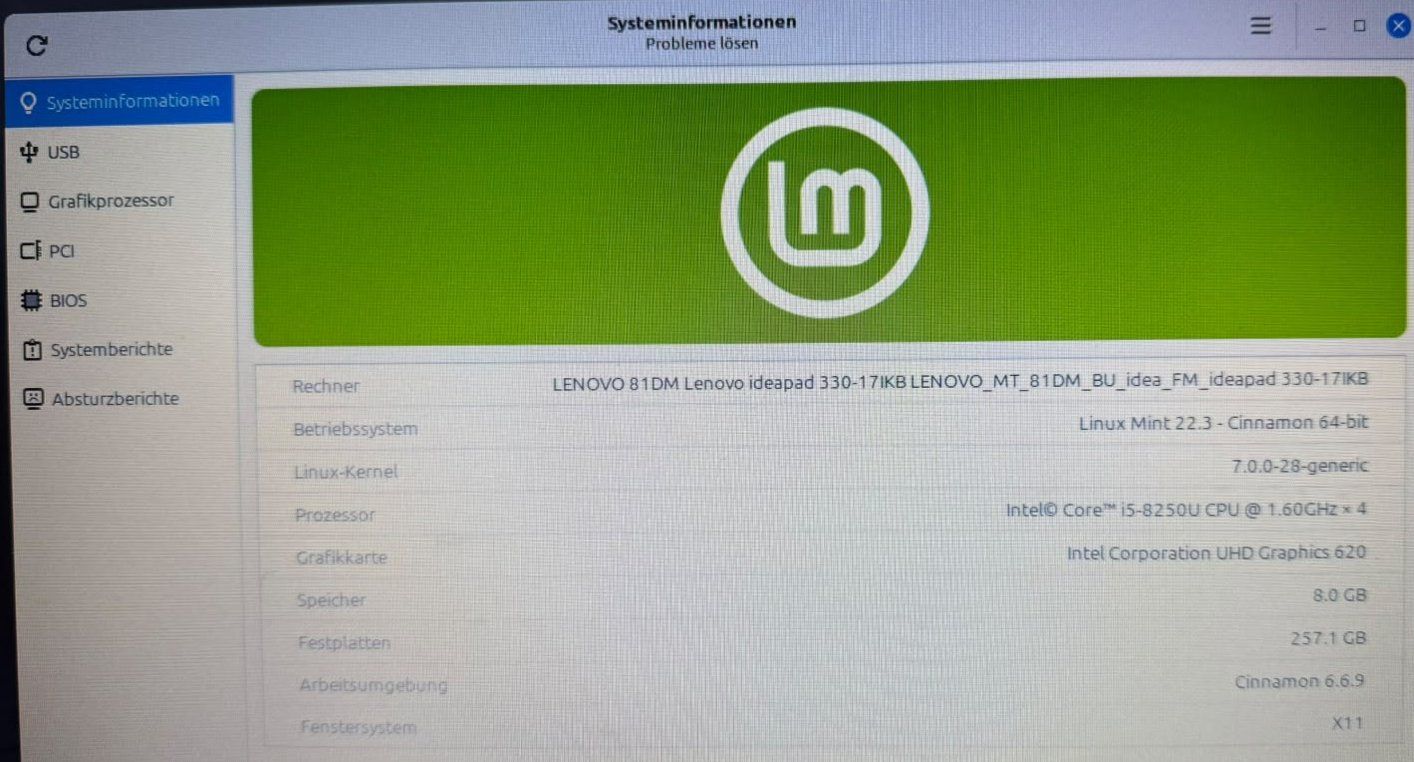 Lenovo Portables: Lenovo IdeaPad 330 Laptop (mit Linux Mint) – D'occasion à Schwarzsee par inish 4