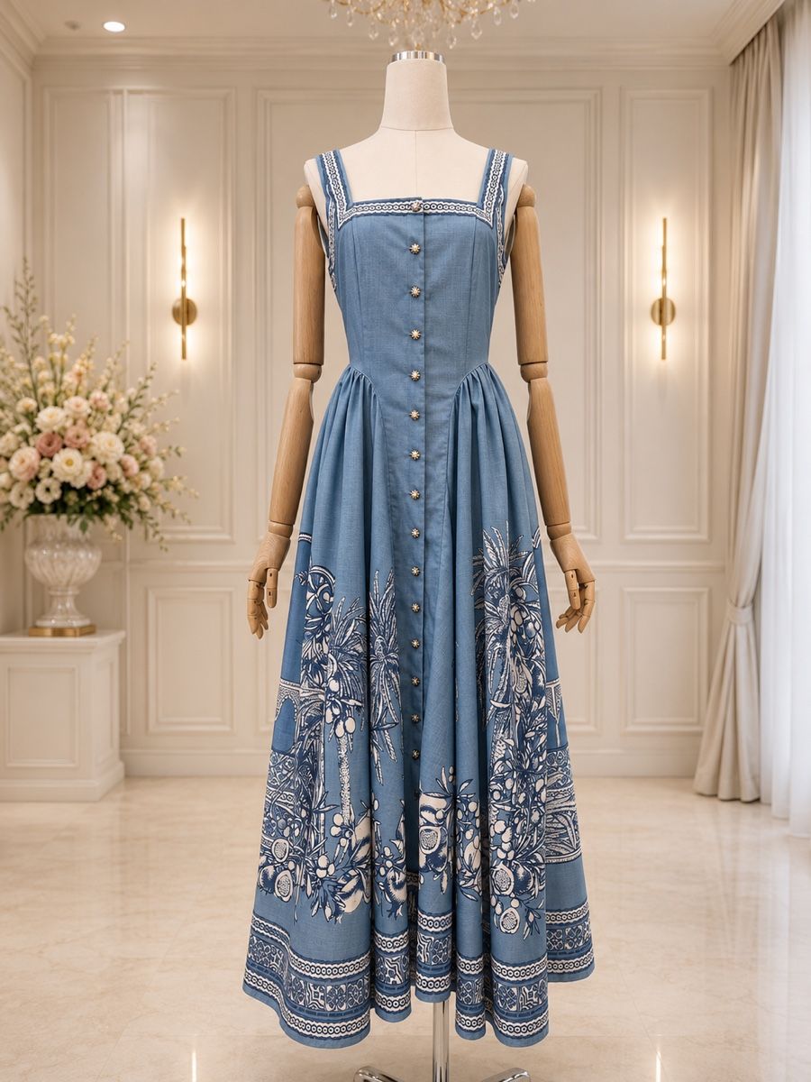 Vestiti: Floral Blue Summer Midi Dress – Nuovo (secondo la descrizione) da St.Josefen venduto da lop_lh8d