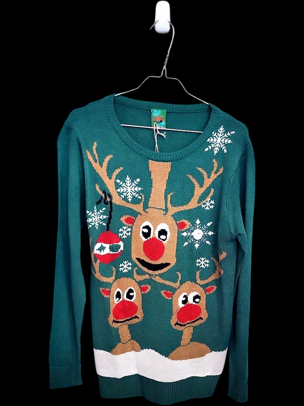 Pullover & Sweatshirts: Grüner Weihnachtsrentierpullover - Größe M - Festlicher – Gebraucht aus Zug von vinokilo 1