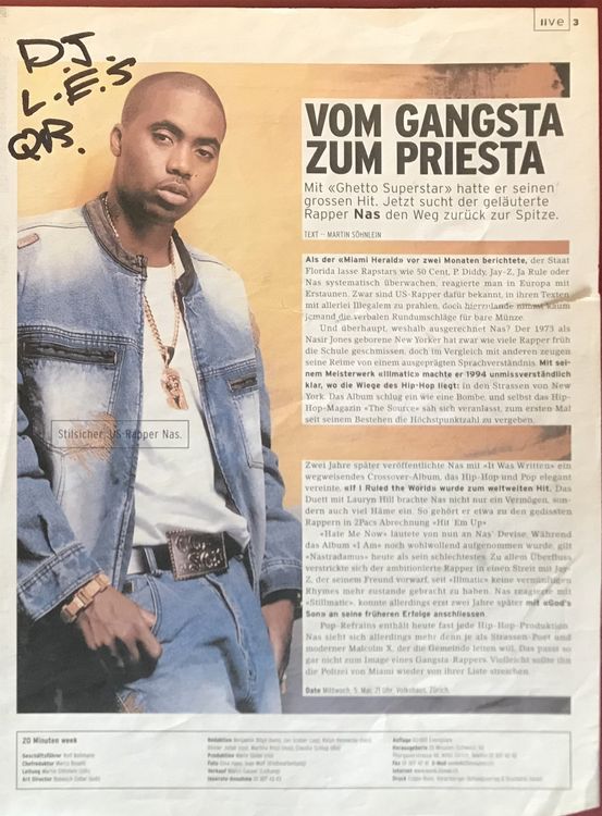 Nas US-Rapper Autogramm signiert Magazinbild 20x30cm (Gebraucht) in ...