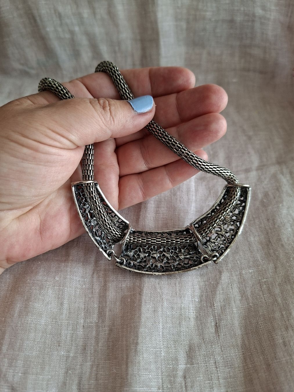 Ketten: Collier Vintage Statement Argenté Floral – Neu (gemäss Beschreibung) aus Lutry von Sim_Sta 4