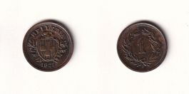 Schweiz 1 Rappen 1927 kaum gebraucht - seltener Jahrgang!