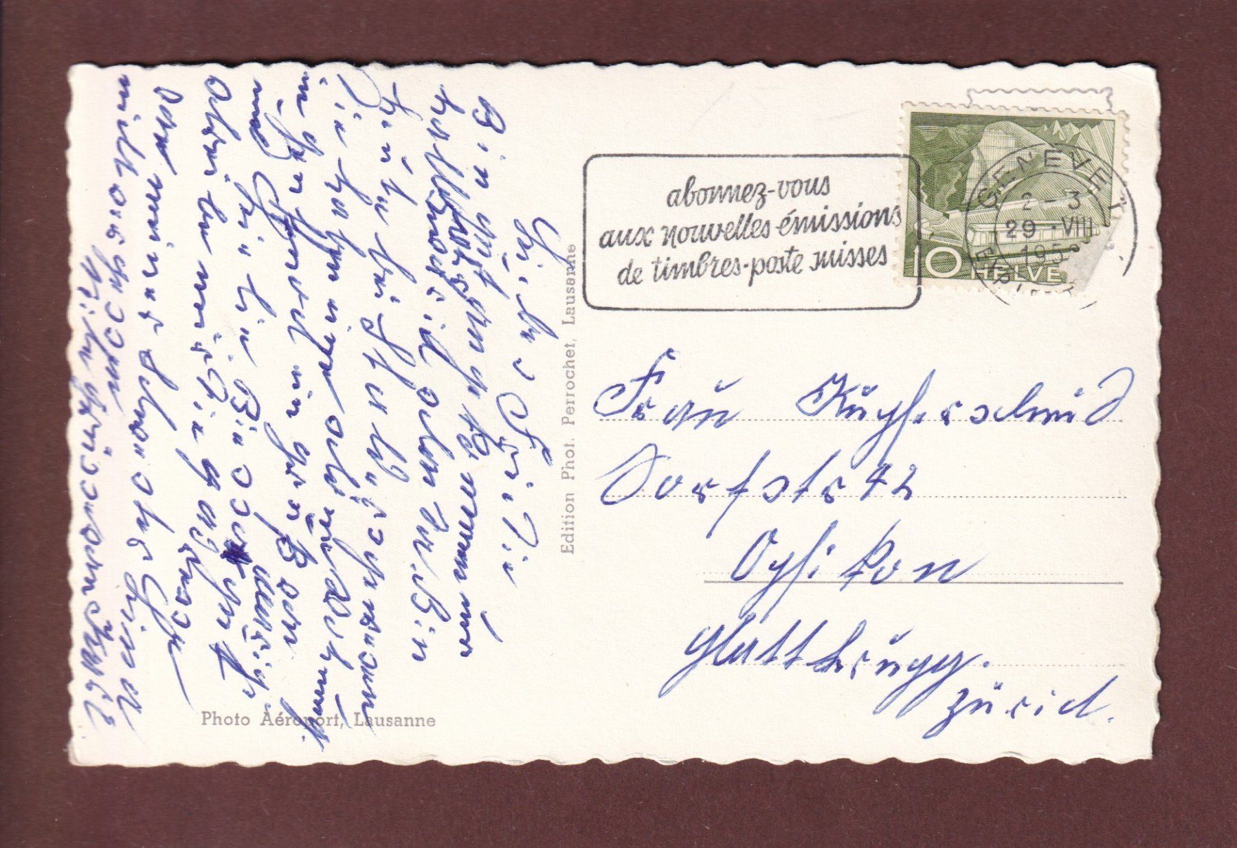 Cartoline postali: CELIGNY vu d'avion - 1959 – Usato da Pully venduto da nicecards 1