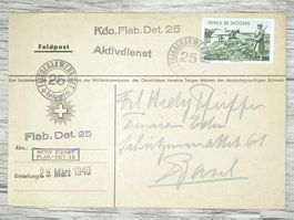 TR15 Enveloppe + Timbre Suisse 1939/40 FeldPost