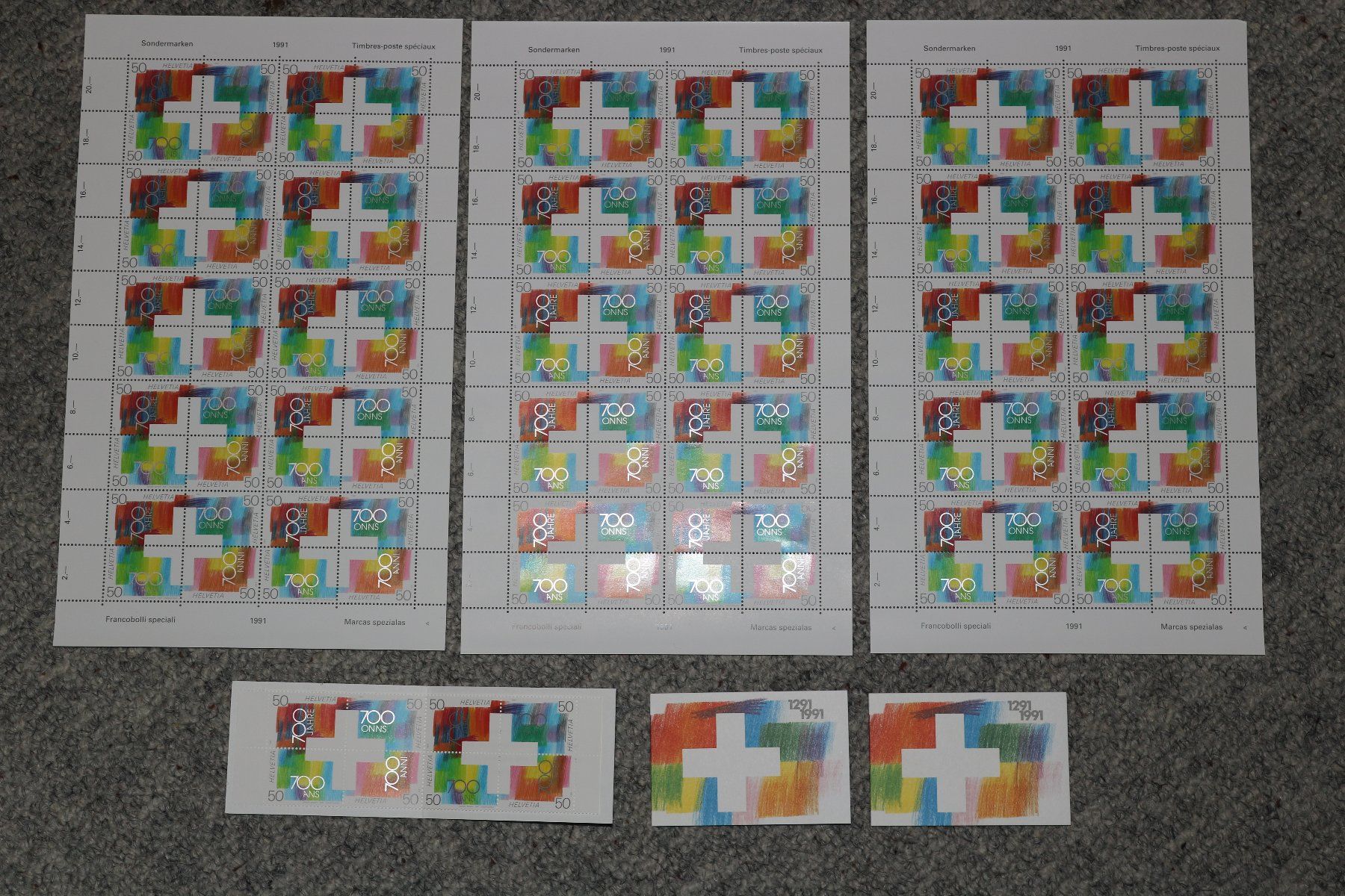 Tutti i francobolli: 1991, timbres du 700ème anniversaire – Nuovo (secondo la descrizione) da Biel/Bienne venduto da Ligurie