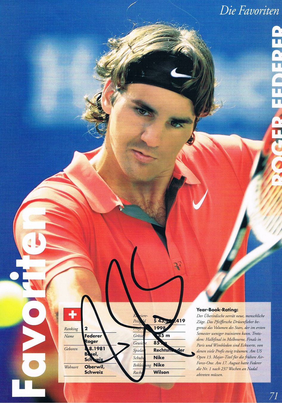 Autogramme: Roger Federer Autogramm signert Magazinbild 20x30cm – Gebraucht aus Bischofszell von Gottselig