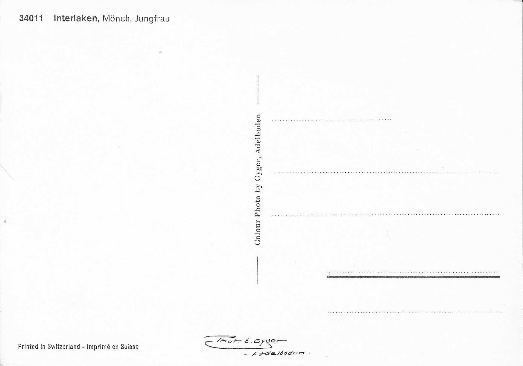 Cartoline postali: Interlaken,Mönch,Jungfrau BE – Nuovo (secondo la descrizione) da Rothrist venduto da Stranglehold 1