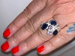 💙+6 Karat Blaue Saphire teure Rose de France-Amethyste Ring