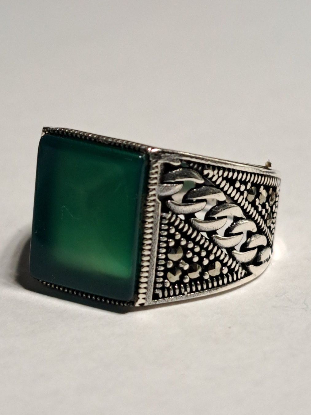 Ringe: 0031 - Bague en argent, Agate vert, taille 58 – Neu und originalverpackt aus Neuchâtel von NIDAVELIR 1