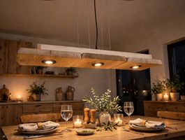 Eichen Altholz Esstischlampe 100cm - 3x Paulmann LED Spots