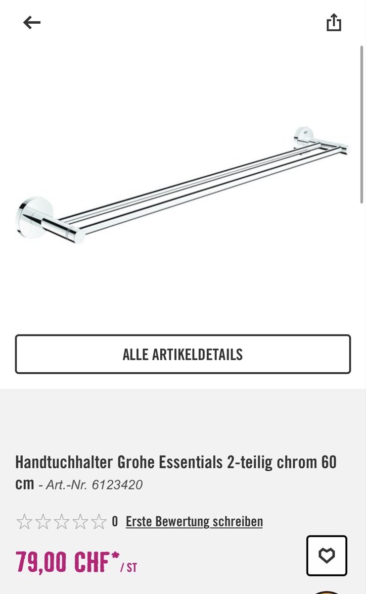 Grohe Portasciugamani: Grohe double towel rail 60 cm – Nuovo (secondo la descrizione) da Wädenswil venduto da katdede