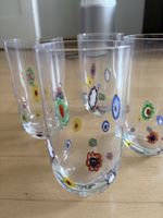 Set of 6 glasses, Murano Millefiori, transparent, good condi