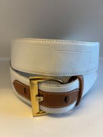 Guy Laroche Weißer Ledergürtel mit braune, goldener Schnalle