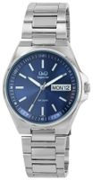 Q&Q Citizen® Herrenuhr 40 mm Edelstahl Blau Silber 5 Bar NEU