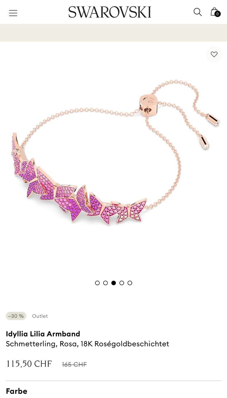 Swarovski Bracciali & Braccialetti: Swarovski Armband Schmetterlinge rosé – Nuovo (secondo la descrizione) da Winterthur venduto da ChicMarkt 1