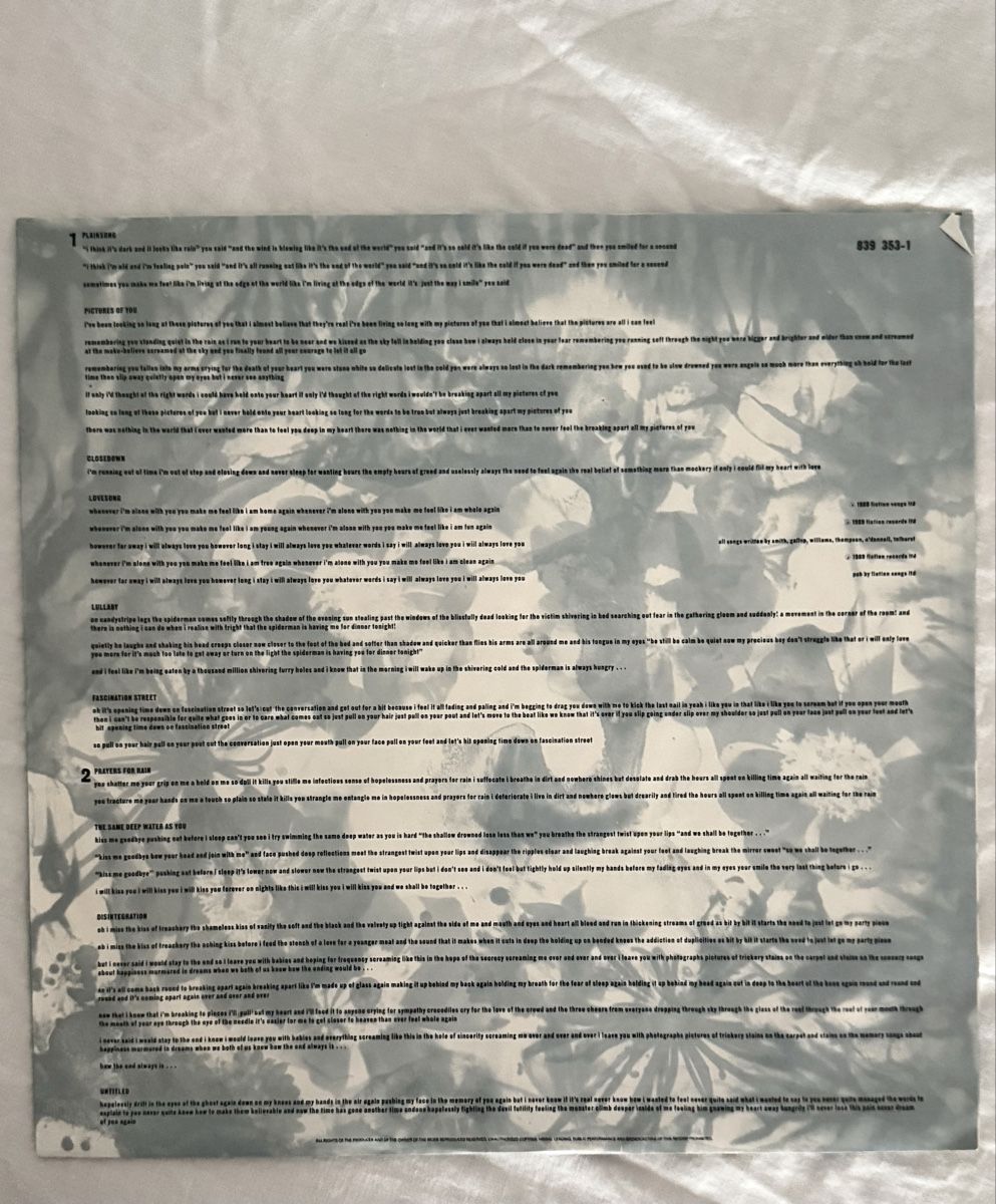 Dischi in vinile: The Cure Disintegration Vinyl LP 1989 – Usato da Goldach venduto da Messerguru 6