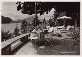 Weggis, Hotel Albana, Garten Restaurant, gelaufen 1958
