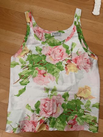 Vintage Versace Tanktop weiss Rosen Gr. 40 neuwertig