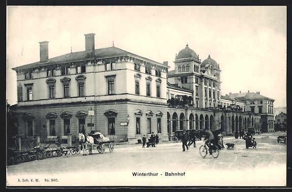 Cartoline postali: Winterthur, Radfahrer und Passanten vor  – Usato da Berlin venduto da bartko-reher
