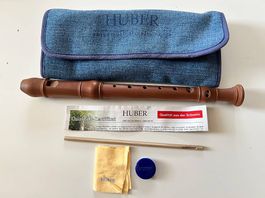 Blockflöte Huber Sopran braun mit Zubehör im Etui