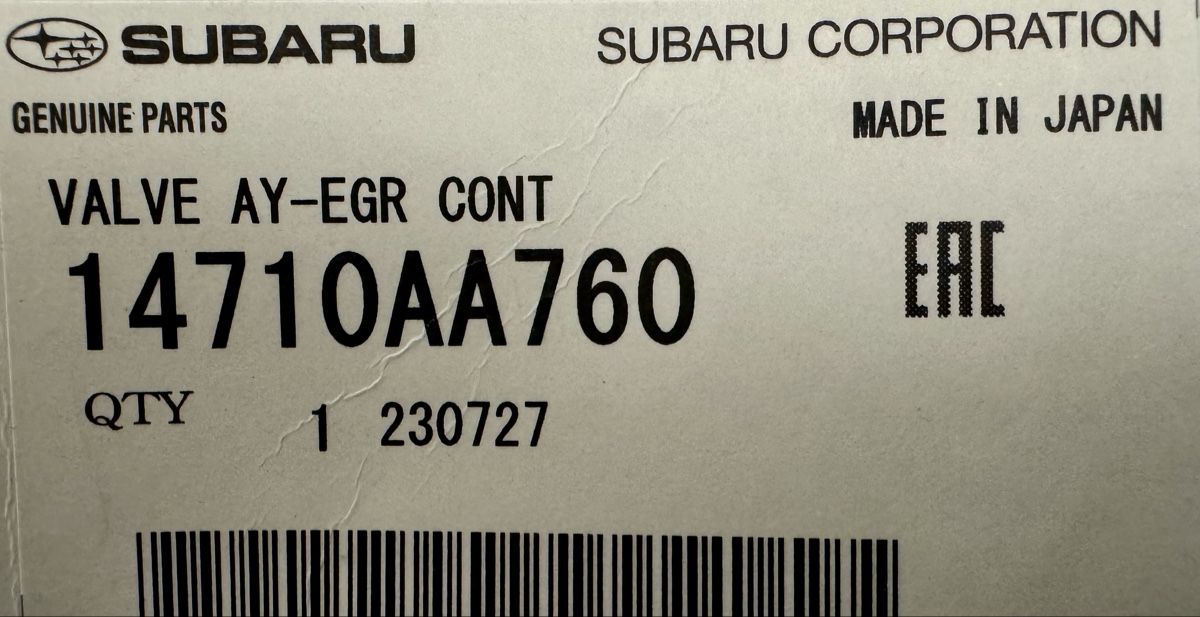 Subaru Tutti pezzi di ricambio auto: Subaru EGR Control Valve, + Dichtungsset – Nuovo e nell'imballaggio originale da Zürich venduto da Chris.GOW 1