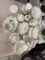 Limoges Haviland Porzellan Service floral weiss mit Goldrand