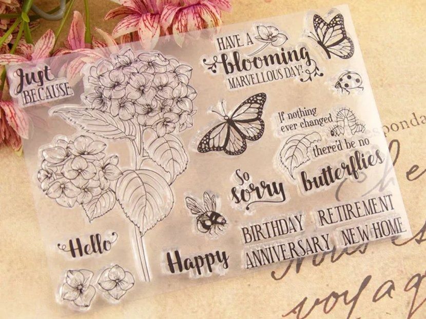 Timbri: Silikonstempel Nr.537, Glückwünsche, Blumen – Nuovo e nell'imballaggio originale da Gretzenbach venduto da Fliegepilz56