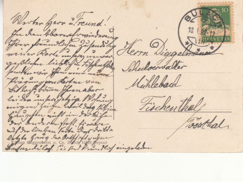 Cartoline postali: Bülach 1922 – Usato da Bürglen TG venduto da StampGraf 1