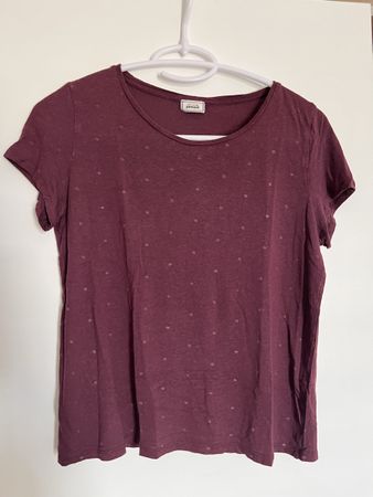 Pimkie Damen T-Shirt Weinrot Grösse S mit Punkten 