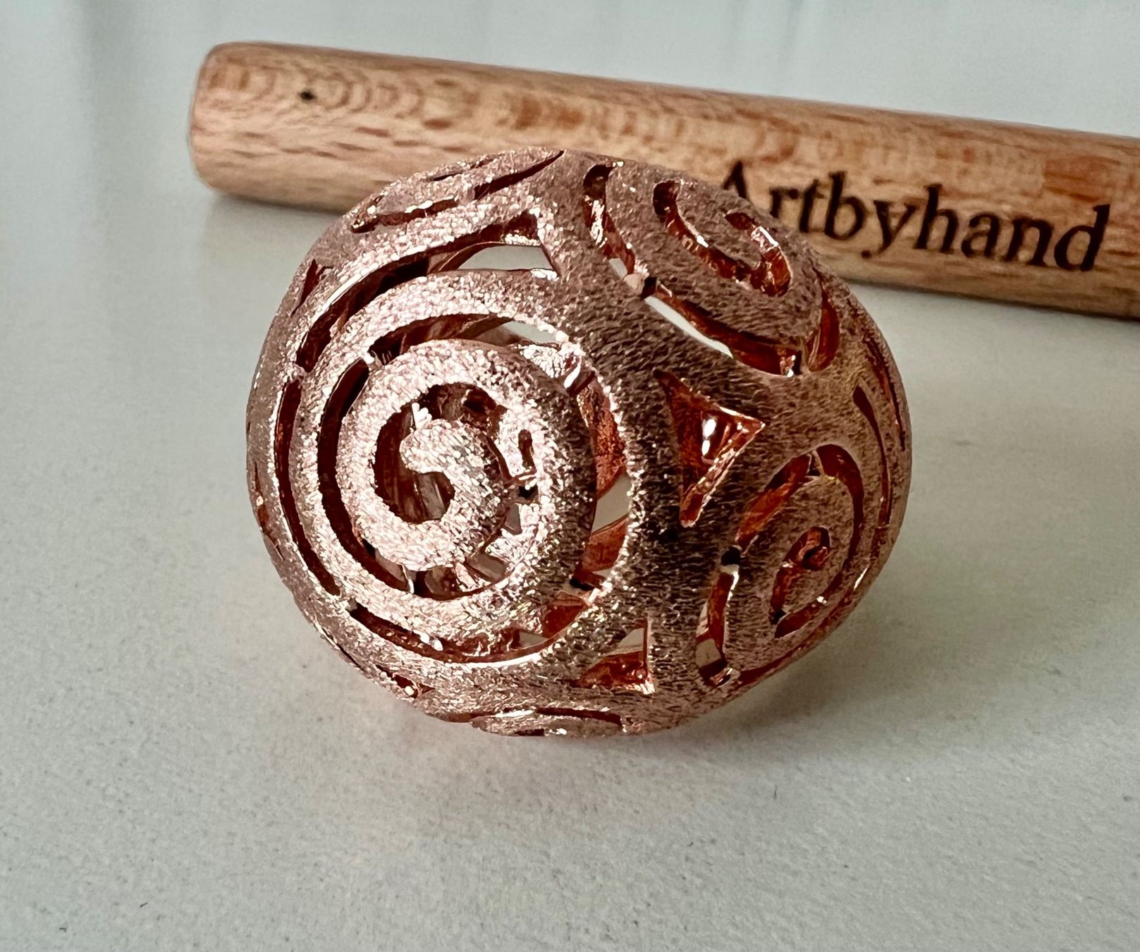 Anelli: Statement Ring Roségolden Spiral Design durchbrochen Gr. 62 – Usato da Ruswil venduto da artbyhand 9