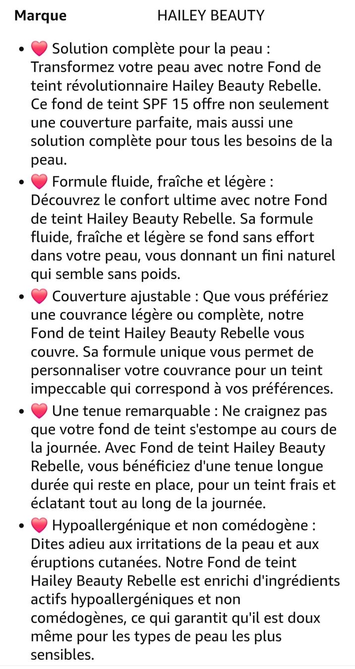 Make-up: fond de teint hailey beauty – Nuovo e nell'imballaggio originale da Marly venduto da tou_s9nd 6