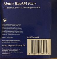 Matte Backlit Film Epson (111,8 cm x 30,5 m) Rolle