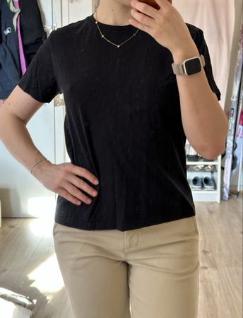 Schlichtes schwarzes fairtrade T-Shirt, Unisex Grösse XS
