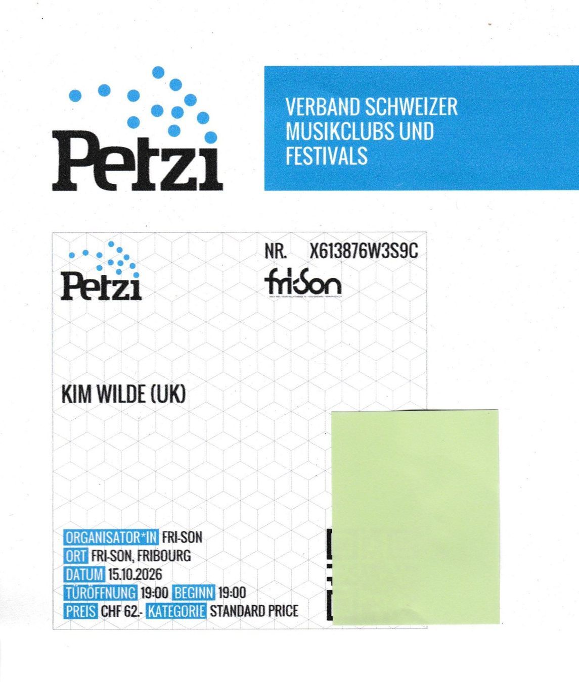 Biglietti: 1 Ticket KIM WILDE – Nuovo e nell'imballaggio originale da Neuenhof venduto da Banzuelo