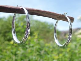 Elegante Creolen in 925‑Optik; Ø 4cm /NEU
