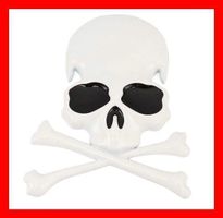 Auto 3D Totenkopf Metall WEISS Knochen Aufkleber Sticker