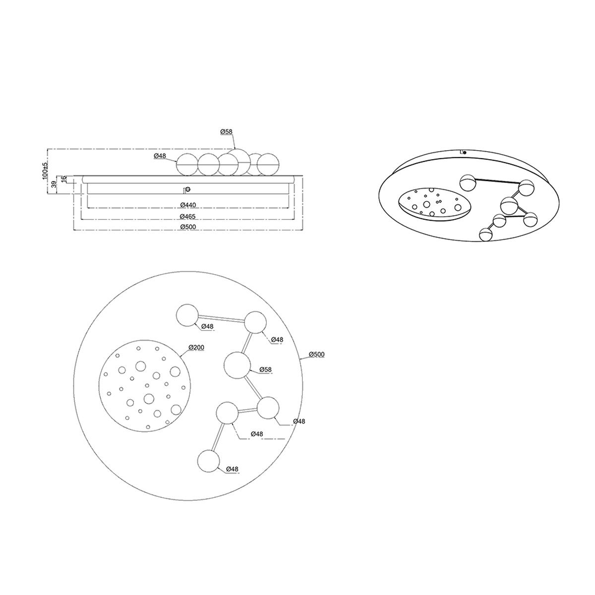 Kronleuchter & Deckenlampen: LED Deckenleuchte, Sterne, Mond, 50 cm Ø – Neu (gemäss Beschreibung) aus Kreuzlingen von Smart-Light 6
