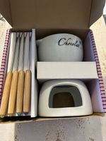 Schoko Fondue Set mit 4 Gabeln neu