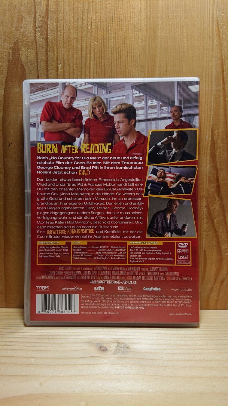 Tutti i DVDs: BURN AFTER READING DVD mit George Clooney – Usato da Wilderswil venduto da Exebub 1