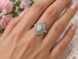 Vintage Ring Grösse 55,5 - 925er Silber mit Opal u.Zirkonias