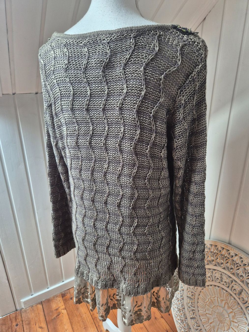 Maglioni & Felpe: AMY VERMONT  💎  long pullover knit olive  Grösse 44 – Usato da Niederweningen venduto da Obson 4