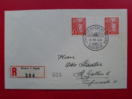 1942: S46 Luxus auf Brief, Tag der Briefmarke GENF: K: 250.-
